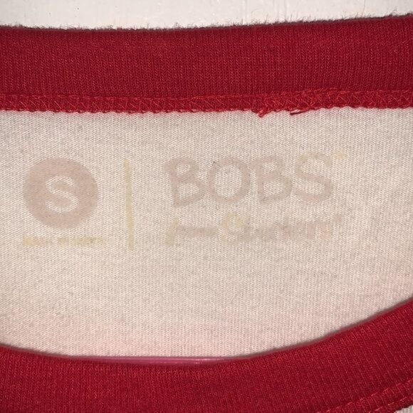 Bobs For Dogs Baseball Raglan Tee Shirt Red & White S - Picture 2 of 7